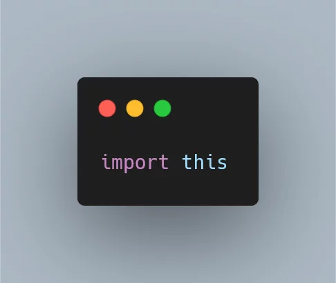 A Python code snippet importing the module `this`.