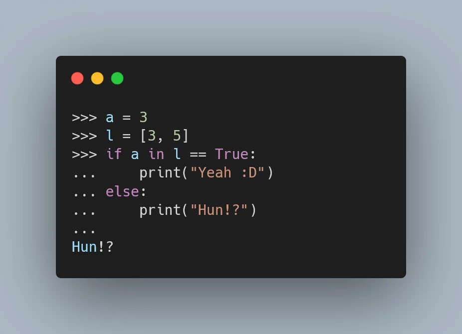 A Python code snippet showing comparison operator chaining.