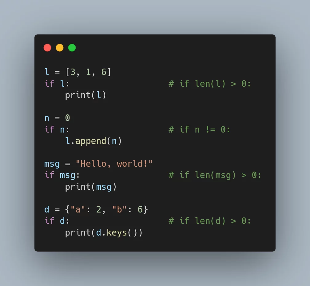 A Python code snippet comparing some if statements.