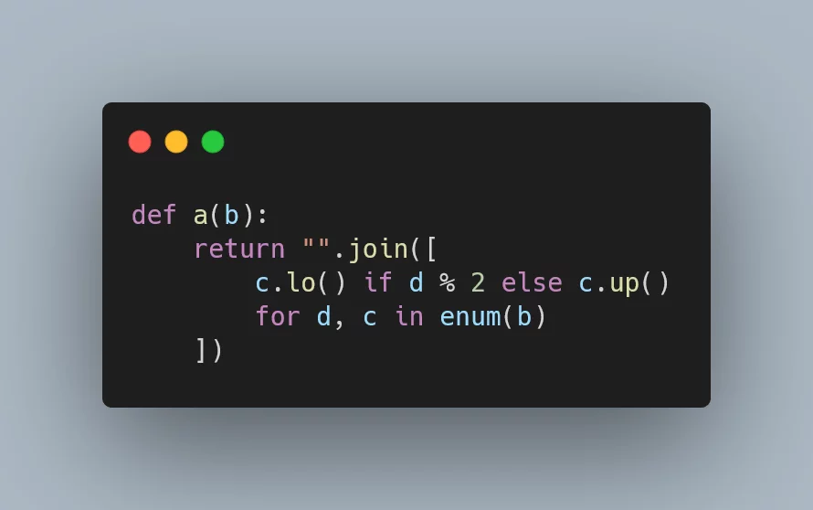 A sneak peak of what Python would look like if all names were bad names.
