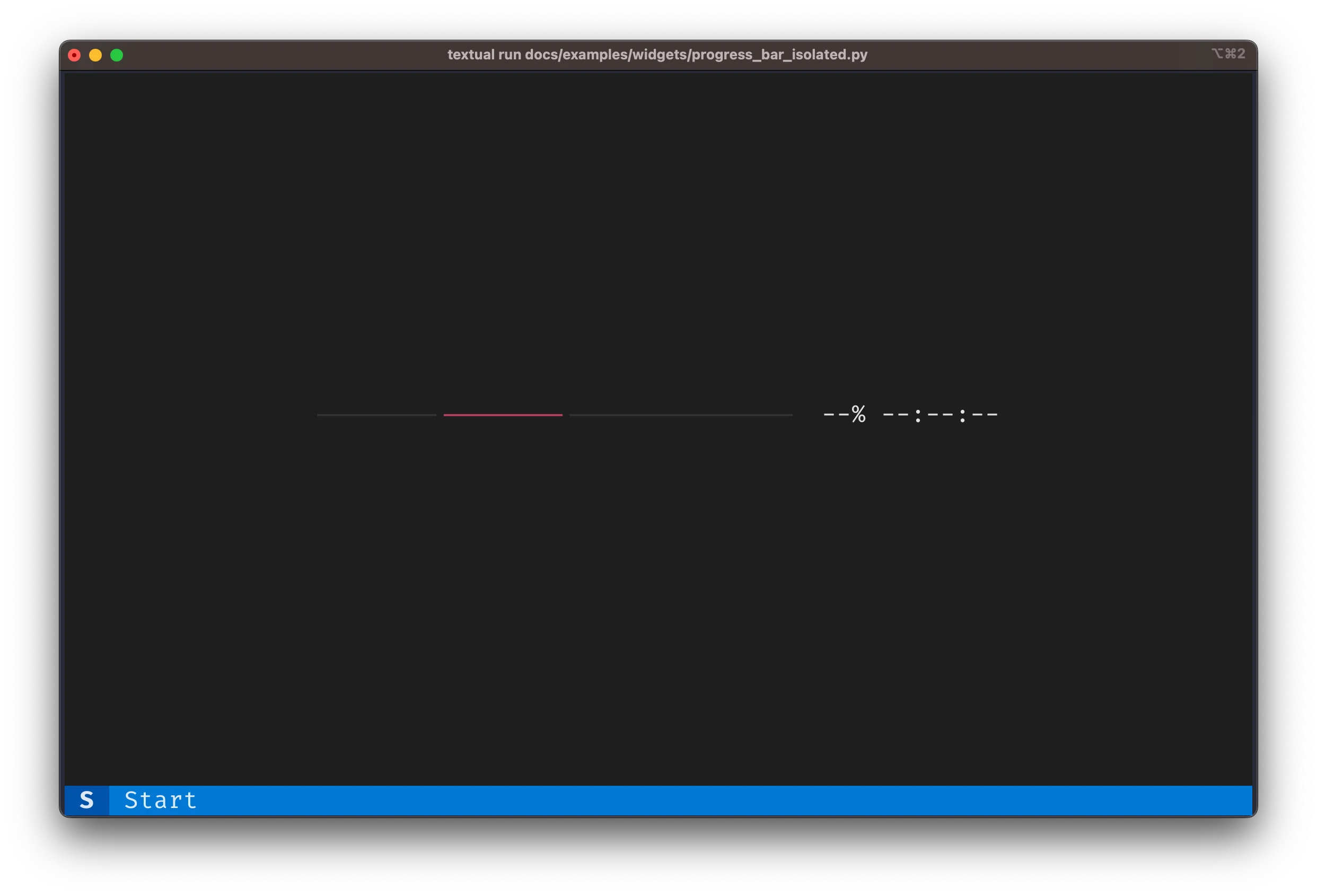 A screenshot of a thin progress bar inside a Textual application.