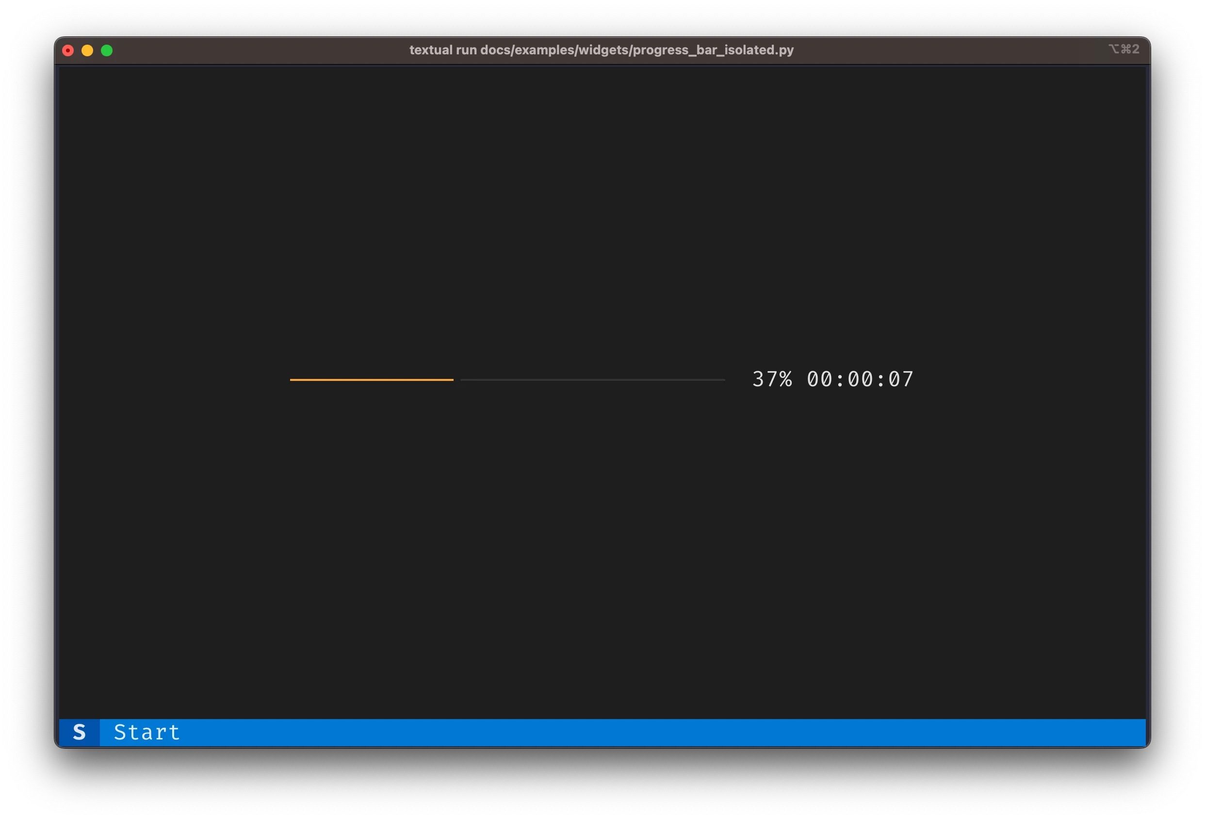 A screenshot of a progress bar in a Textual application that is at 37%.
