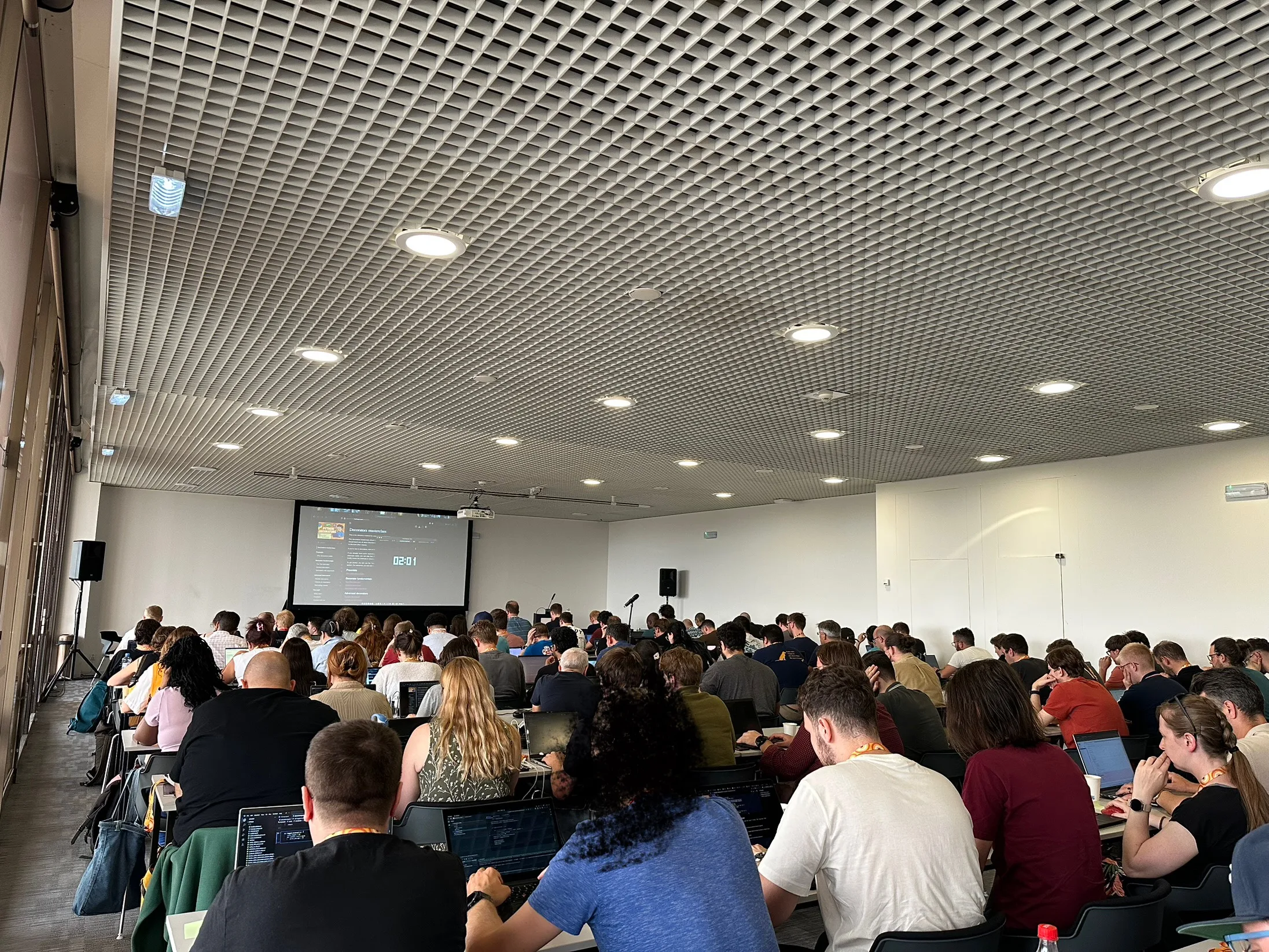 A picture taken from the back of a full room with people at their computers attending my decorators tutorial.