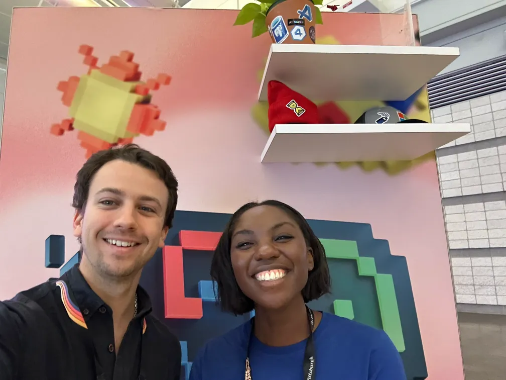 A selfie of Marlene and I at the Microsoft booth at PyCon US.