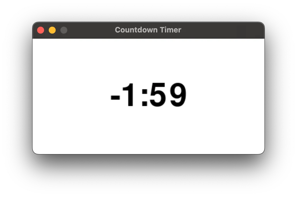 The countdown timer displaying the time -1:59.